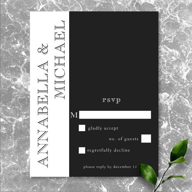 Moderne Typografie Schwarz-weiß Hochzeit RSVP Karte (Modern Typography Black White Wedding RSVP Card)