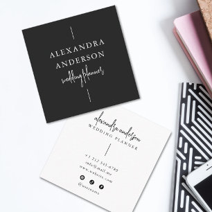 Moderne Typografie Schwarz-Weiß-Hochzeitsplaner Quadratische Visitenkarte
