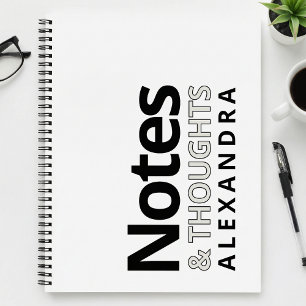 Moderne Typografie Schwarz-Weiß-Notizen und Gedank Notizbuch