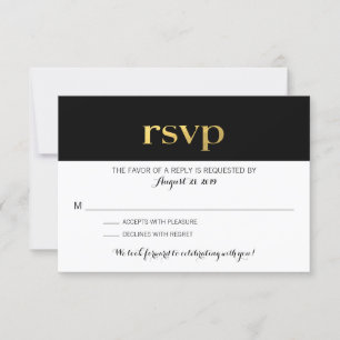 Moderne Typografie Schwarz-Weiß-Streifen   RSVP Karte