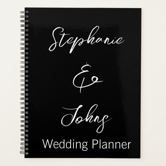 Moderne Typografie Schwarz-weiß Trendy Wedding Planer (Vorderseite)