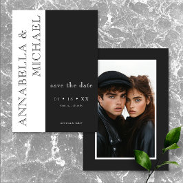 Moderne Typografie Schwarz-weiße Foto Hochzeit Save The Date
