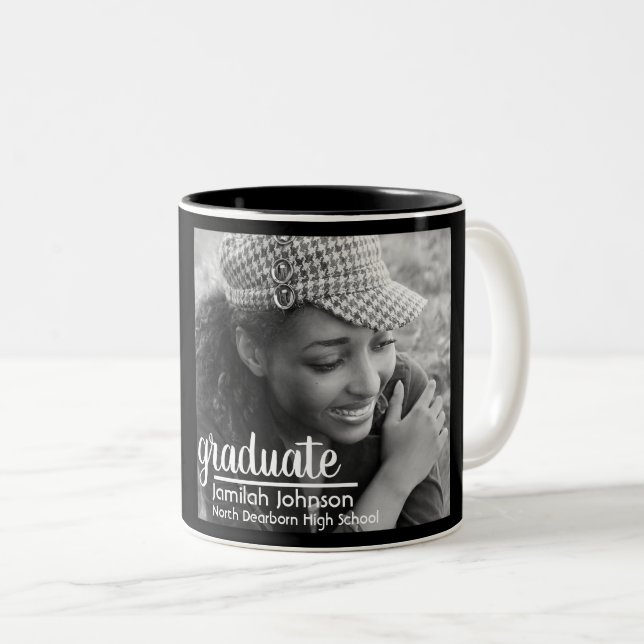 Moderne Typografie-Schwarz-weiße Klasse der Tasse  (VorderseiteRechts)
