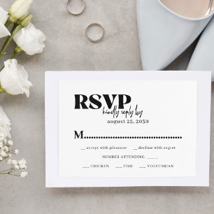 Moderne Typografie Schwarz-weiße Mahlzeiten Wahl H RSVP Karte