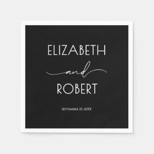 Moderne Typografie Schwarze und Weiße Hochzeit Serviette