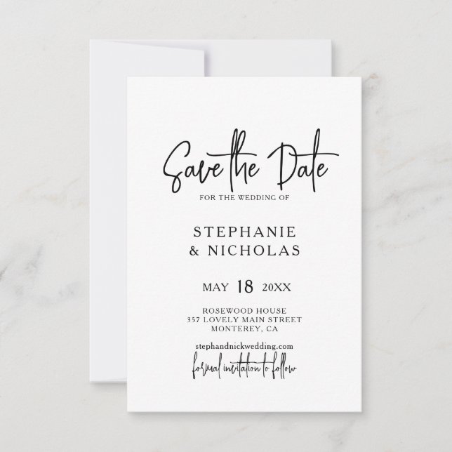 Moderne Typografie Script QR Code Hochzeit Save The Date (Vorderseite)