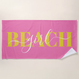 Moderne Typografie-Skript rosa gelbe Strandziffer Strandtuch