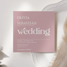 Moderne Typografie Square Foto Dusty Rose Wedding Einladung