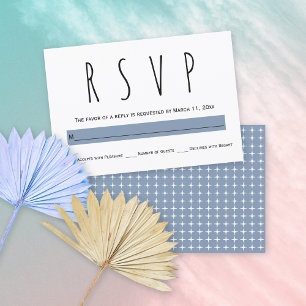 Moderne Typografie staubblaue Hochzeit RSVP Karte