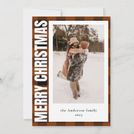 Moderne Typografie Tartan Kariertes Foto Feiertagskarte