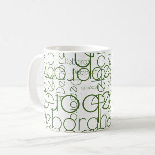 Moderne Typografie-Tasse mit grünen Namen Kaffeetasse