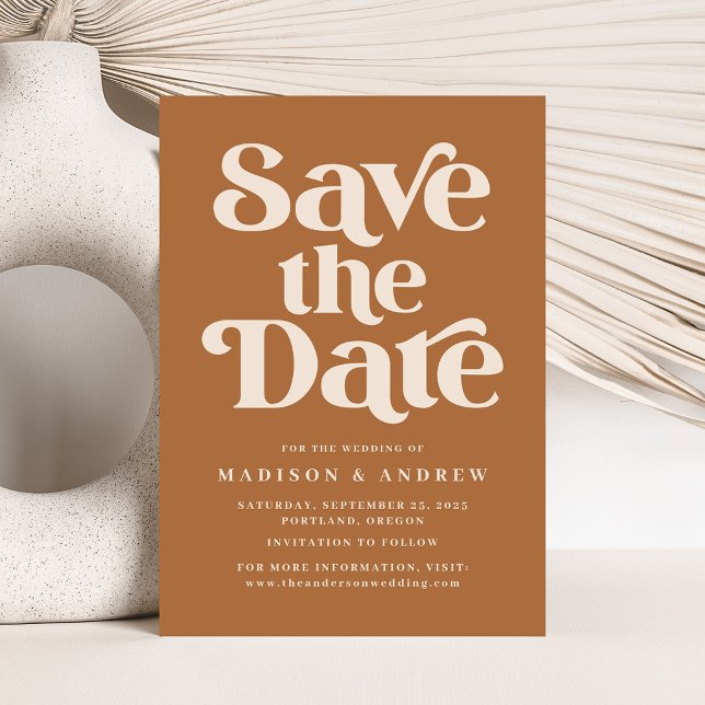 Moderne Typografie Terracotta Save The Date (Von Creator hochgeladen)