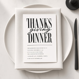 Moderne Typografie Thanksgiving-Dinner Einladung