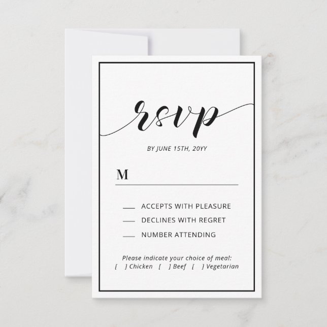 Moderne Typografie und RSVP-Beilagenkarte für Herz RSVP Karte (Vorderseite)
