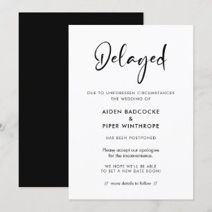 Moderne Typografie verzögert Hochzeitsankündigung Einladung
