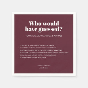 Moderne Typografie Wein Roter Hochzeitspass Fakten Serviette