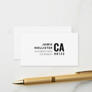 Moderne Typografie Weiß & Schwarz Name & Adresse Begleitkarte