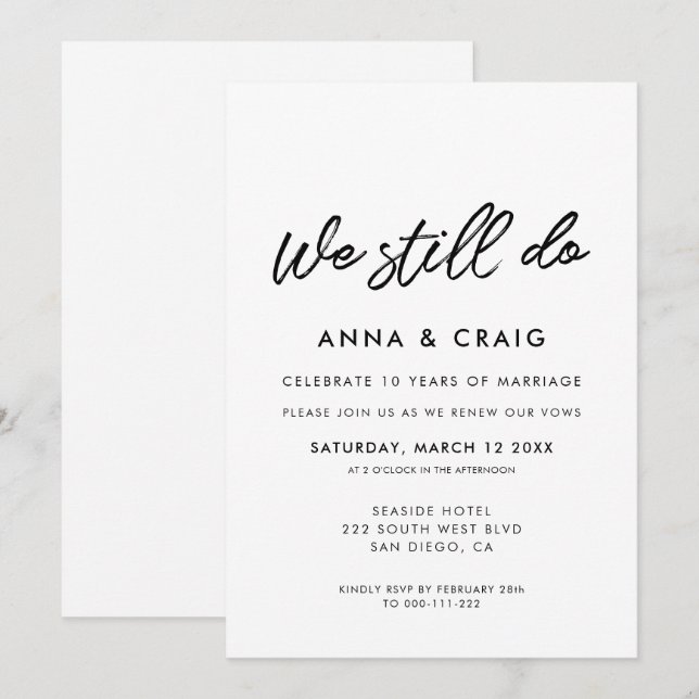 Moderne Typografie Wir machen noch immer eine Erne Einladung (Vorne/Hinten)