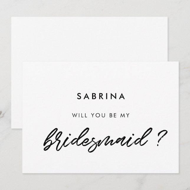 Moderne Typografie wird meine Bridesmaid-Karte sei Einladung (Vorne/Hinten)