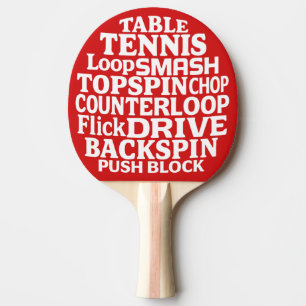 Moderne Typografie-Wortkunst   Weißer Text Tischtennis Schläger