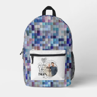Moderne Typografie zum Geburtstag des Sohnes, Enke Bedruckter Rucksack