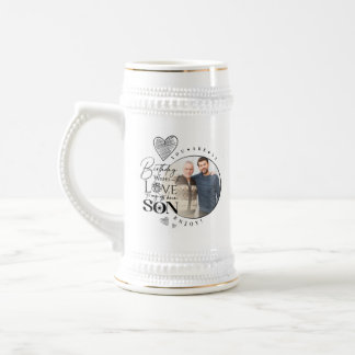 Moderne Typografie zum Geburtstag des Sohnes, Enke Bierglas