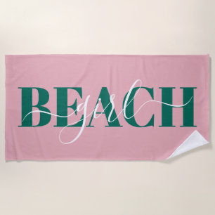 Moderne Typografieschrift rosa grüne Strandzitat Strandtuch