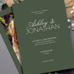 Moderne typografisch-zentrische Hochzeit des Fotos Einladung