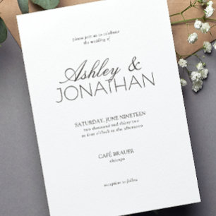 Moderne typografisch-zentrische Hochzeit Einladung