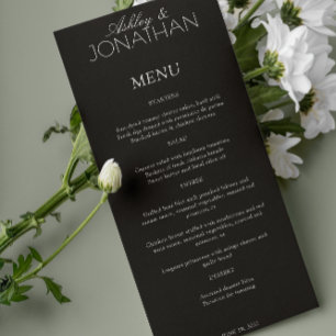 Moderne, typografisch zentrische Hochzeitsempfehlu Menükarte