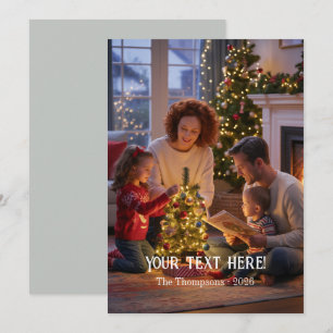 Moderne typografische Familien-Weihnachtsfotos im Feiertagskarte