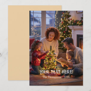 Moderne typografische Familien-Weihnachtsfotos im Feiertagskarte