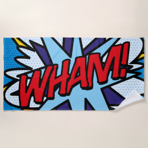 Moderne typografische farbenfrohe Comic-Book-WHAM Strandtuch