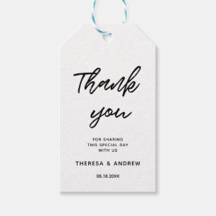 Moderne typografische Gastgeschenk Hochzeit Geschenkanhänger