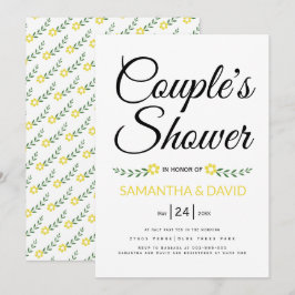 Moderne typografische gelbe Paare duschen Hochzeit Einladung