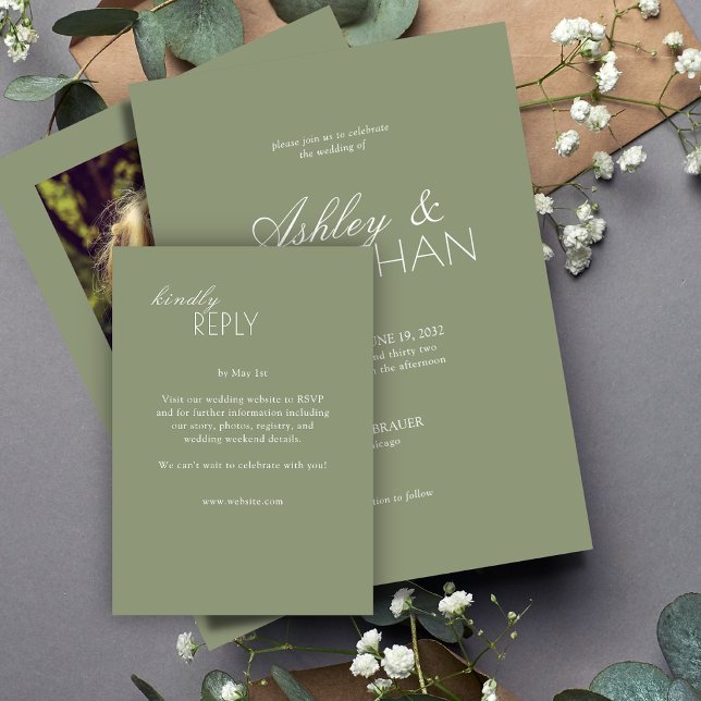 Moderne typografische Hochzeit RSVP Karte (Von Creator hochgeladen)