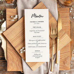 Moderne typografische Hochzeitskarte Menükarte