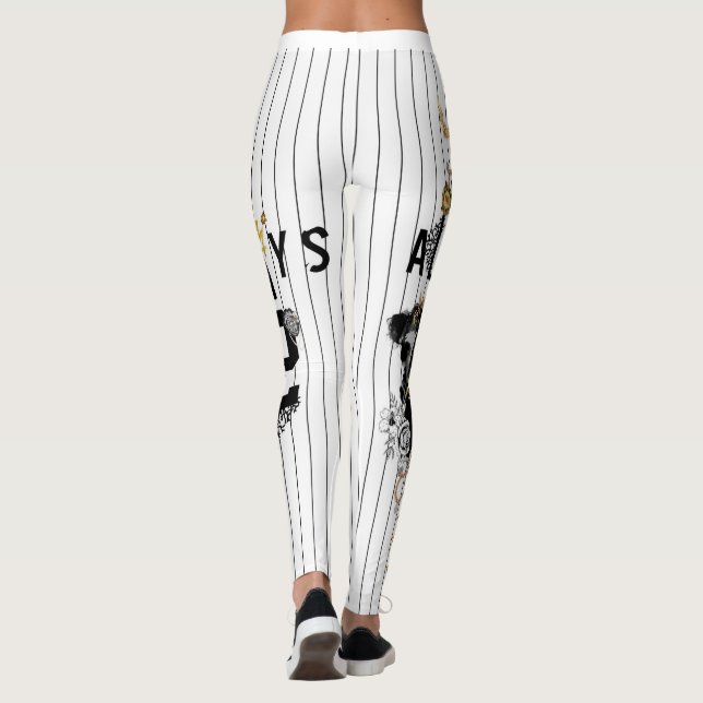 Moderne typografische Leggings mit schwarzem Strei (Rückseite)