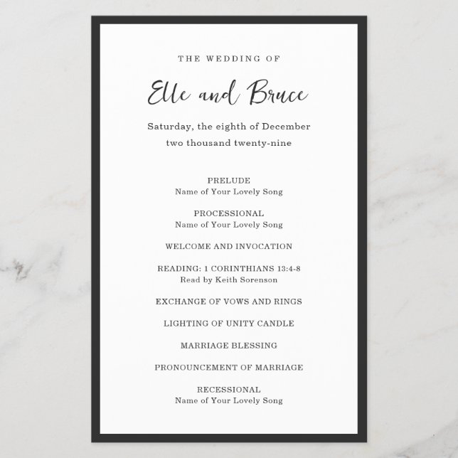 Moderne typografische minimalistische Hochzeitspro Flyer (Vorne)