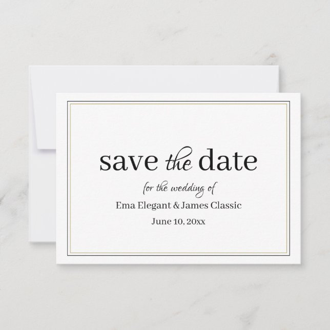 Moderne typografische Save the Date-Karte RSVP Karte (Vorderseite)