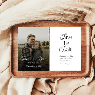 Moderne typografische Schwarz-Weiß-Fotografie Save The Date