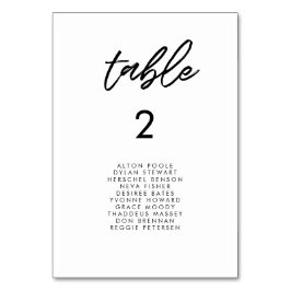 Moderne typografische Sitzkarten Tischnummer