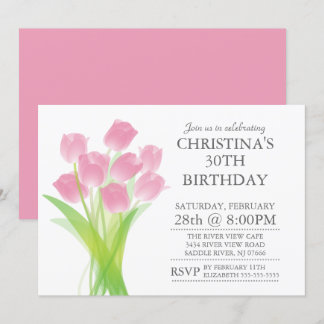 Moderne typografische Tulip-Blume Geburtstagsparty Einladung