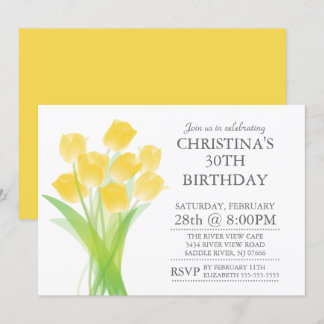 Moderne typografische Tulip-Blume Geburtstagsparty Einladung