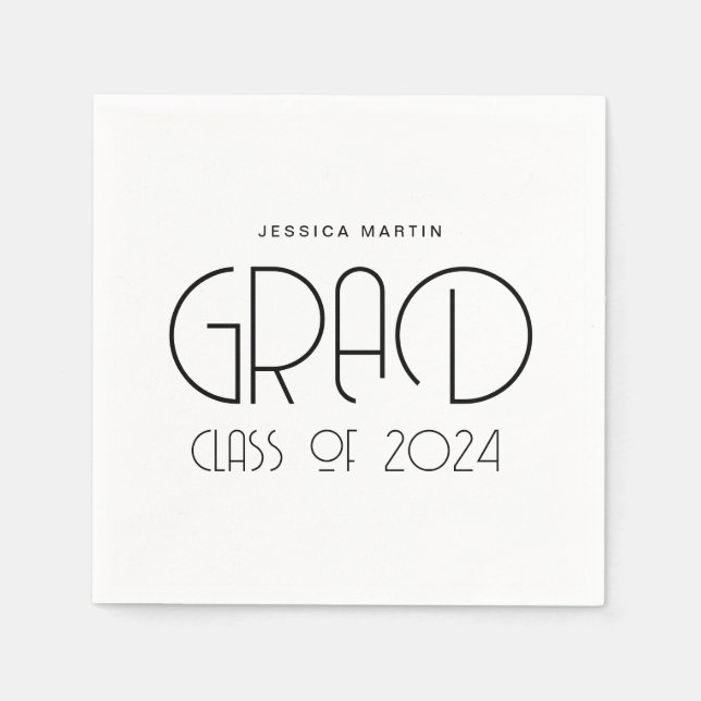 Moderne Typografy Graduation Party Serviette (Vorderseite)