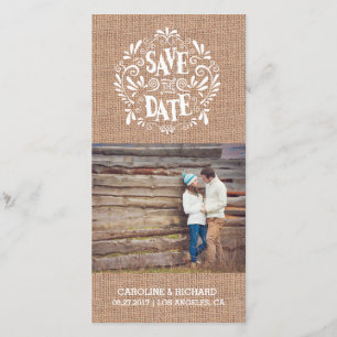 MODERNE TYPOGRAPHIE BURLAP SAVE THE DATE KARTE