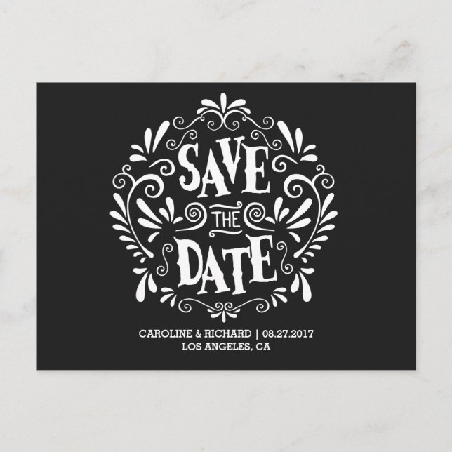 MODERNE TYPOGRAPHIE | Schwarz |SAVE THE DATE POSTC Ankündigungspostkarte (Vorderseite)