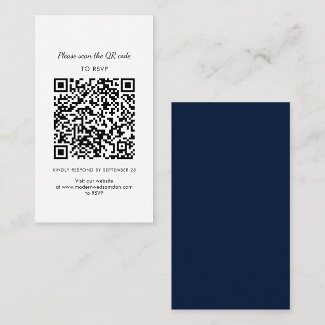 Moderne UAWG QR Code Hochzeitkarte Begleitkarte (Vorne/Hinten)