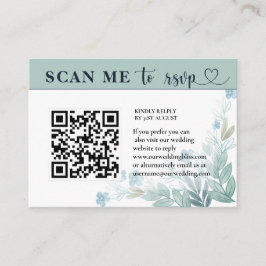 Moderne UAWG QR Code Sage Green & White Wedding Begleitkarte
