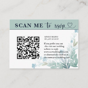 Moderne UAWG QR Code Sage Green & White Wedding Begleitkarte